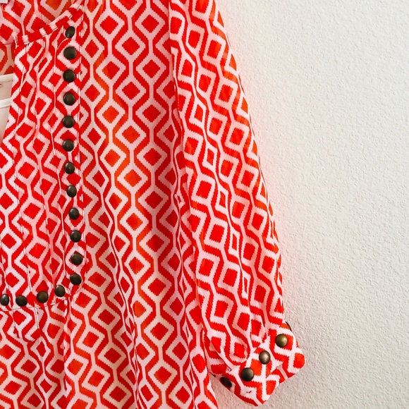 41 HAWTHORN Mono Geo Studded Blouse Size Large - Picture 3 of 7